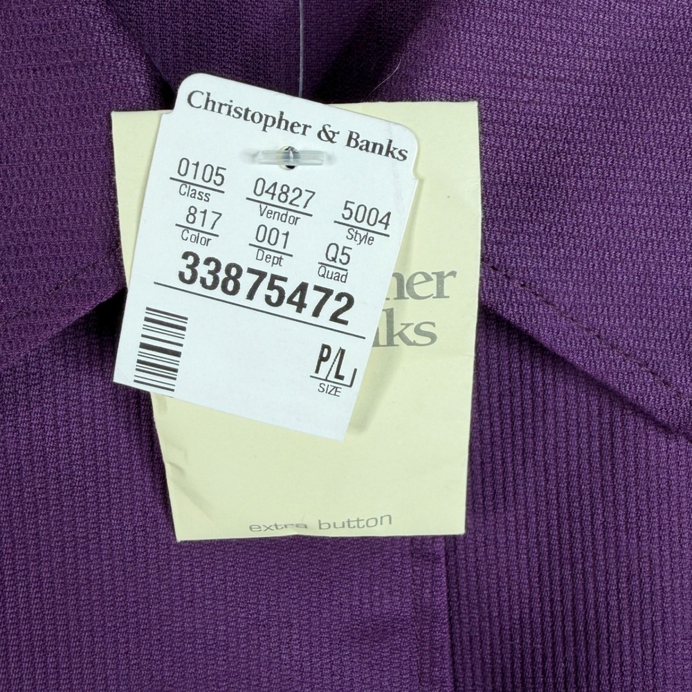 New Christopher & Banks Button‎ Down Jacket size Petite Large Purple - Picture 4 of 8